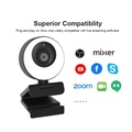 TRIPLEDI Webcam TD7501 FHD 1080P Kamera Live Streaming Komputer dengan Dual Mikrofon Stereo