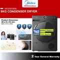 Midea MD-C8800 Pengering Baju Kapasiti 8kg, Putih - Pengering Kondensor dengan Sensor Kelembapan dan Penangkal Kerutan