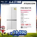 TCL ตู้เย็น 4 ประตู Free Built-In สีขาว กระจกขาว รุ่น RT52GCCDW ขนาด 521 ลิตร