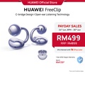 Huawei FreeClip TWS Open-Ear Earphone - Ungu, Hitam | 10.8mm Driver, Bluetooth 5.3, IP54, 36 Jam Bateri