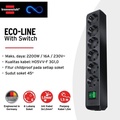 Brennenstuhl Ecoline Stop Kontak 6 Lubang + Switch