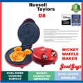 Russell Taylors D8 Disney Mickey And Friends Waffle Maker - Merah, 1300W, Non-Stick Coating