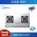 Midea MGH-8216SS Dapur Gas Stainless Steel 72cm, 2 Pembakar Besi Tuang dengan Kekuatan 3.5kW