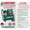 Máy Nén Khí Không Dầu Dekton DK-AC2925Pro 1.5HP 25L Xanh