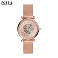Fossil Carlie Analog Watch 28mm Mineral Glass Stainless Steel Case Leather Strap 5 ATM Water Resistance