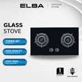 ELBA EGH-J8552G(BK) - 2 Burner Gas Hob Dengan Kaca Terbaja Kuat, Hitam (5.0kW)