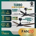 FANZÓ TURBO 56" Kipas Siling DC Motor Dengan Remote Control, 24 Speed Settings, Matte Black, White, Dark Wood, Light Wood