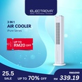 Electrova iPure Series ET-FAN01 Bladeless Tower Fan - 3 Kekuatan, Oszilasi 60 Darjah, Kawalan Jauh & Skrin Sentuh