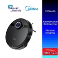 Midea MVC-S8+ Robot Vacuum Cleaner - 4000Pa Suction, 250m² Coverage, Black Circular Design