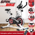 BG SPORT Sepeda Spinning Bike S303 - Merah, Hitam, Putih - Baja Kuat dengan Monitor LED dan Roda Silent
