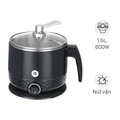 Ca Nấu Đa Năng Mishio MK214 600W, Dung Tích 1.5L, Màu Đen