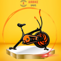 Xe Đạp Tập Thể Dục Airbike MK305 - Khung Đen, Tay Cầm Cam, Bánh Xe Đen Phối Cam