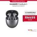 Huawei FreeBuds 5 - Earphone Nirkabel Dengan Batalan Bunyi Aktif (Silver Frost, Ceramic White, Coral Orange)