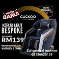 Kerusi Urut CUCKOO BESPOKE x OGAWA - Massage Chair dengan 30 Airbags & Pemanas Belakang