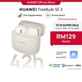 Huawei FreeBuds SE 3 - Earphone Bluetooth TWS Krim & Hitam, 42 Jam Playback, IP54 Water Resistant
