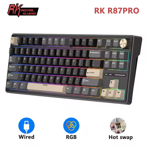 Royal Kludge R87 Mechanical Keyboard 87 ปุ่ม Tenkeyless สวิตช์เปลี่ยนได้ (ขาว/ดำ)