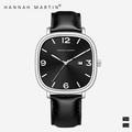 Hannah Martin 1411 Jam Tangan Unisex Kulit | Square Black-White | Anti Air