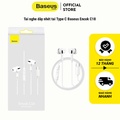 Tai Nghe Có Dây Baseus Enock C18 - Trắng, Kích Thước 10mm PET, Kết Nối Type-C