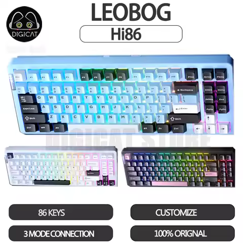 LEOBOG Hi86 คีย์บอร์ดกลไก 75% ไร้สาย 3 โหมด สีดำฝัน