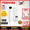 Toshiba DSK38ES3MW Pemanas Air Elektrik Segera (Instant Electric Water Heater) dengan Pompa, 240V/50Hz, 3800W, Hitam