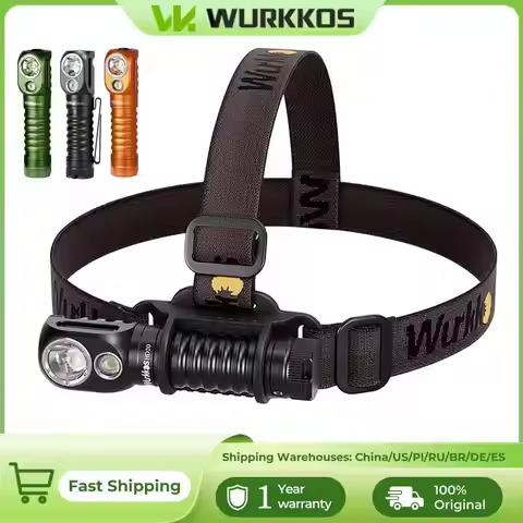 Wurkkos HD20 Rechargeable Headlamp Flashlight 5000mAh 21700 Li-ion - Orange, Green, Black