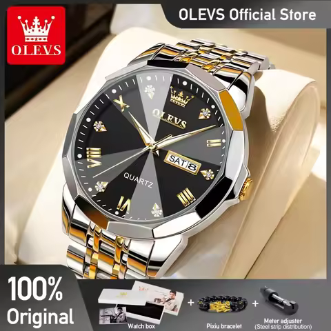OLEVS 9931 นาฬิกาข้อมือสำหรับผู้ชายและผู้หญิง แบบกันน้ำ