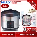 Milux MRC-D182SL Pemasak Nasi 1.8L Kapasiti Besar, Stainless Steel Inner Pot, Hitam