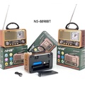 Đài Radio NNS-8898BT - Thiết kế tân cổ điển, màu vàng đồng, kích thước 15x12x10cm