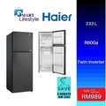 Haier HRF-258H 2-Door Refrigerator (258L) - Black Silver, Top Mount, No Frost, 10 Tahun Jaminan Pengkompressor