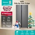 Hisense RS666N4ACNIV Lemari Sejuk Side by Side 620L, Perak