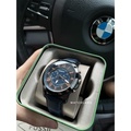 Fossil FS5061 Grant Chronograph Navy Leather Watch - 44mm Stainless Steel Case, Mineral Crystal, 5 ATM Water Resistance