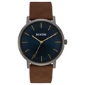 Nixon Porter Leather A1058-001 Jam Tangan Analog Lelaki 40mm Kulit Hitam Keluli Tahan Karat