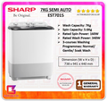 Mesin Basuh Semi-Auto Sharp EST1216 12KG Top Load