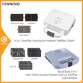 Kenwood SMP84.C0WH 3-in-1 Waffle Sandwich Maker - Putih, 700W, Permukaan Masak Non-Stick