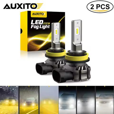 AUXITO 5202 Bóng Đèn LED Sương Mù 6000 Lumen, Màu Vàng 3000K, Nguồn DC 9V, Trọng Lượng 270g