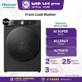 Hisense WF5S1075BB Mesin Basuh Muatan Depan 10.5KG Hitam dengan Teknologi Jet Wash, Steam dan Ag+