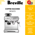 Breville BES870 Mesin Espresso dengan Pengisar Hitam 38.1cm x 33.5cm x 31.0cm, Kapasiti Hopper 250g