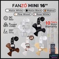 Kipas Dinding fanzó MINI 16 - 16 Inci, 3 Blade, Matte Black / Matte White / Walnut / Pinewood / Rose White
