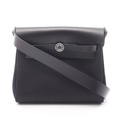 愛馬仕 Hermes Herbag Mini 20cm 帆布斜背包 銀釦 女裝 黑色/AA黃褐色