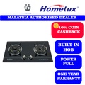 Homelux HGH-88 Built-In Hob Gas Stove - Hitam, 71.5cm Lebar