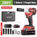 Ironhoof 388V Impact Wrench Baterai Brushless 20V, Torque Maksimal 600Nm