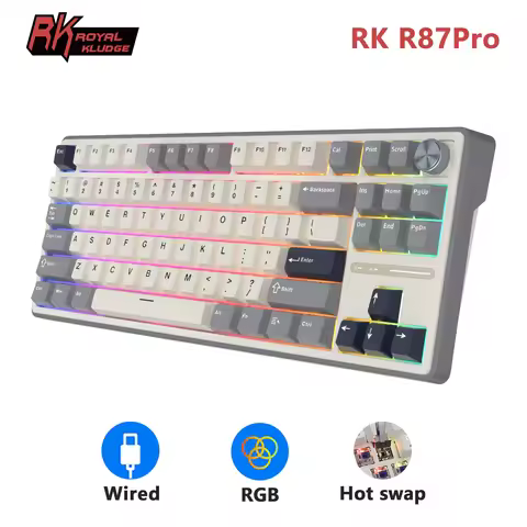 Royal Kludge R87 Mechanical Keyboard 87 ปุ่ม Tenkeyless สวิตช์เปลี่ยนได้ (ขาว/ดำ)