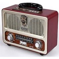 Meier M-111BT Radio Portabel Antik Berwarna Gelap 23x17x10cm dengan Bluetooth dan Slot USB/SD