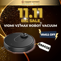 Viomi V2 Pembersih Vakum Robot Putih 35cm x 9.5cm, Kapasiti Debu 0.6L, Sistem Penyapu VibraRise