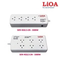 LiOA 4SS2.5-2N - Ổ cắm kéo dài 4 chấu, màu trắng, 250V/15A, 3300W, có bảo vệ quá tải và khóa an toàn trẻ em
