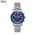 Fossil FS6047 Sport Tourer Chronograph Stainless Steel Watch - 42mm Blue Dial, Silver Band