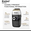 Kemei KM-2026 Electric Shaver Pencukur Jenggot 2 Foil Stainless Steel LCD Hitam