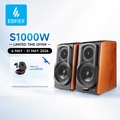 Edifier S1000W Hi-Fi Bookshelf Speaker - Bluetooth 5.2, WiFi, Hi-Res Audio, Wooden Enclosure (120W RMS)