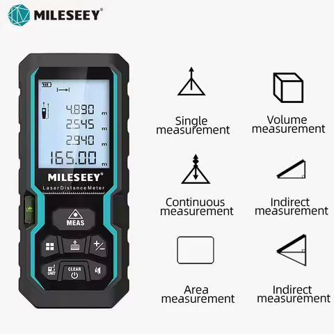Mileseey S6 - Thước Đo Khoảng Cách Laser 40-120m, Chính Xác ±2mm, IP54, 4 Dòng Hiển Thị LED