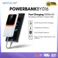 GROTIC Powerbank Fast Charging Dual Port USB 10000mAh BY016 - Hitam